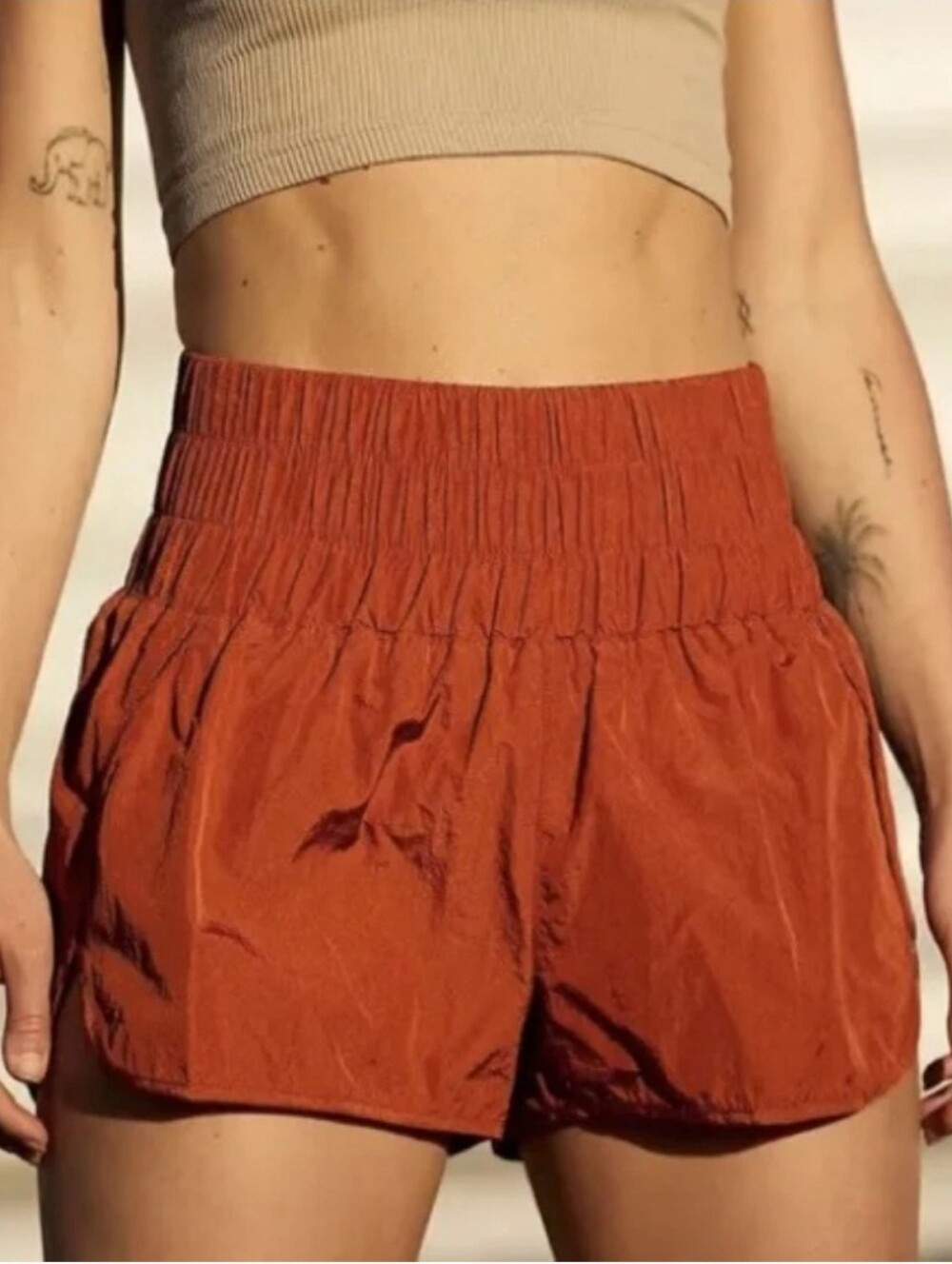 FP Movement Orange The Way Home Shorts Athletic Lined High Waist Women's XS
